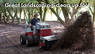 Ventrac HB580 broom clearing leaf debris