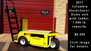 2017 Columbia Stockchaser electric warehouse vehicle. Demo unit. Click image for details.