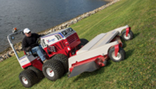 Ventrac tractor mower attachment mows on steep slope